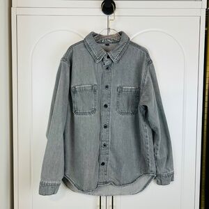 Art Class : Boy's Gray Denim Button Down Top